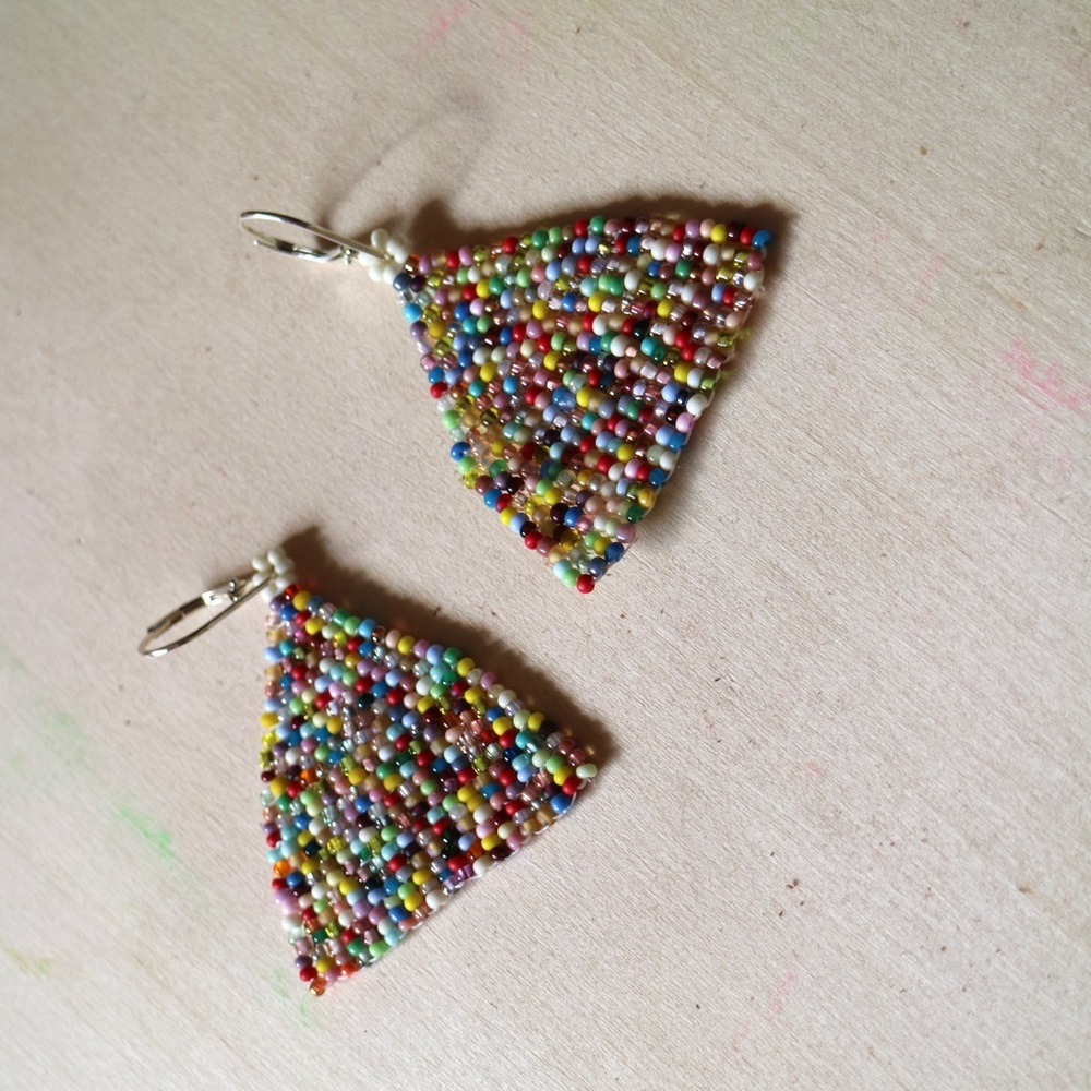 HANDMADE GLASS EARRINGS | Beehive Small Batch Handwoven Earrings Sugar Layer
